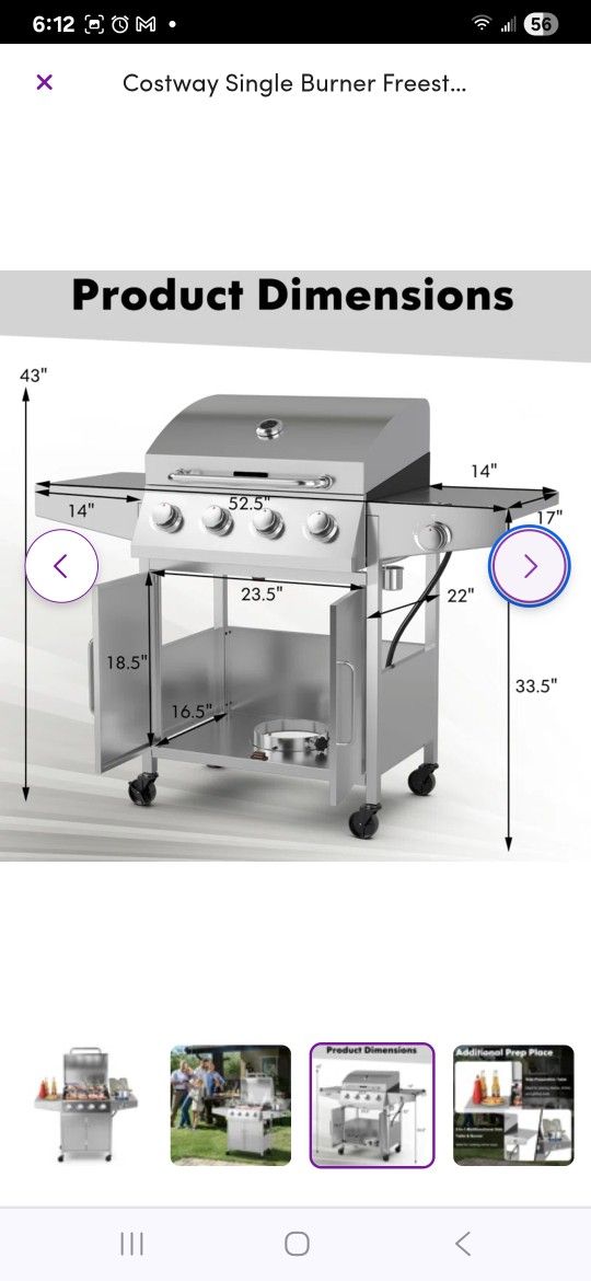 Costway Single Propane BBQ