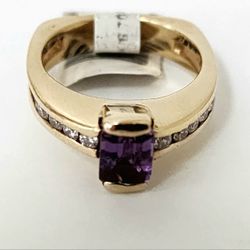 14k Amethyst Ring 7g YG .30 CTW