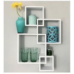White Floating Cube Shelves 