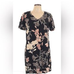 Floral Black Linen Dress