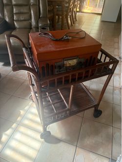 Vintage Bamboo/Rattan Bar Cart – Retro Coastal Style