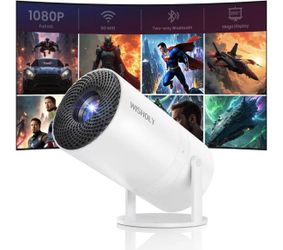 Mini Projector with WiFi and Bluetooth, Portable Movie Projector with 180° Rotatable, 1080P HD Supported, Auto Vertical Keystone, Compatible with Smar