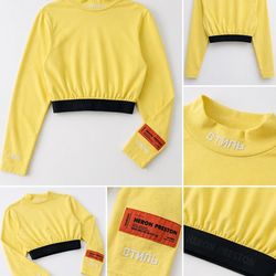 Heron Preston Yellow Turtleneck Crop Top