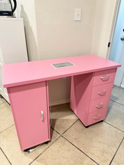 Pink Nail Tech Manicure Table with Dust Collector