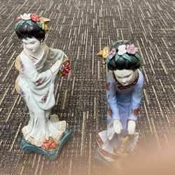 Vintage Japanese Porcelain Geisha Statues