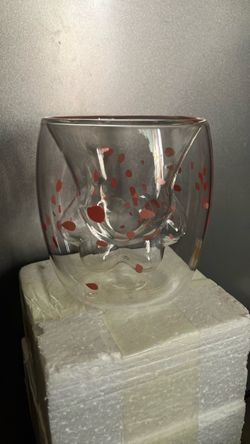 Double Wall Glass Cup with Cherry Blossom Pedals pattern