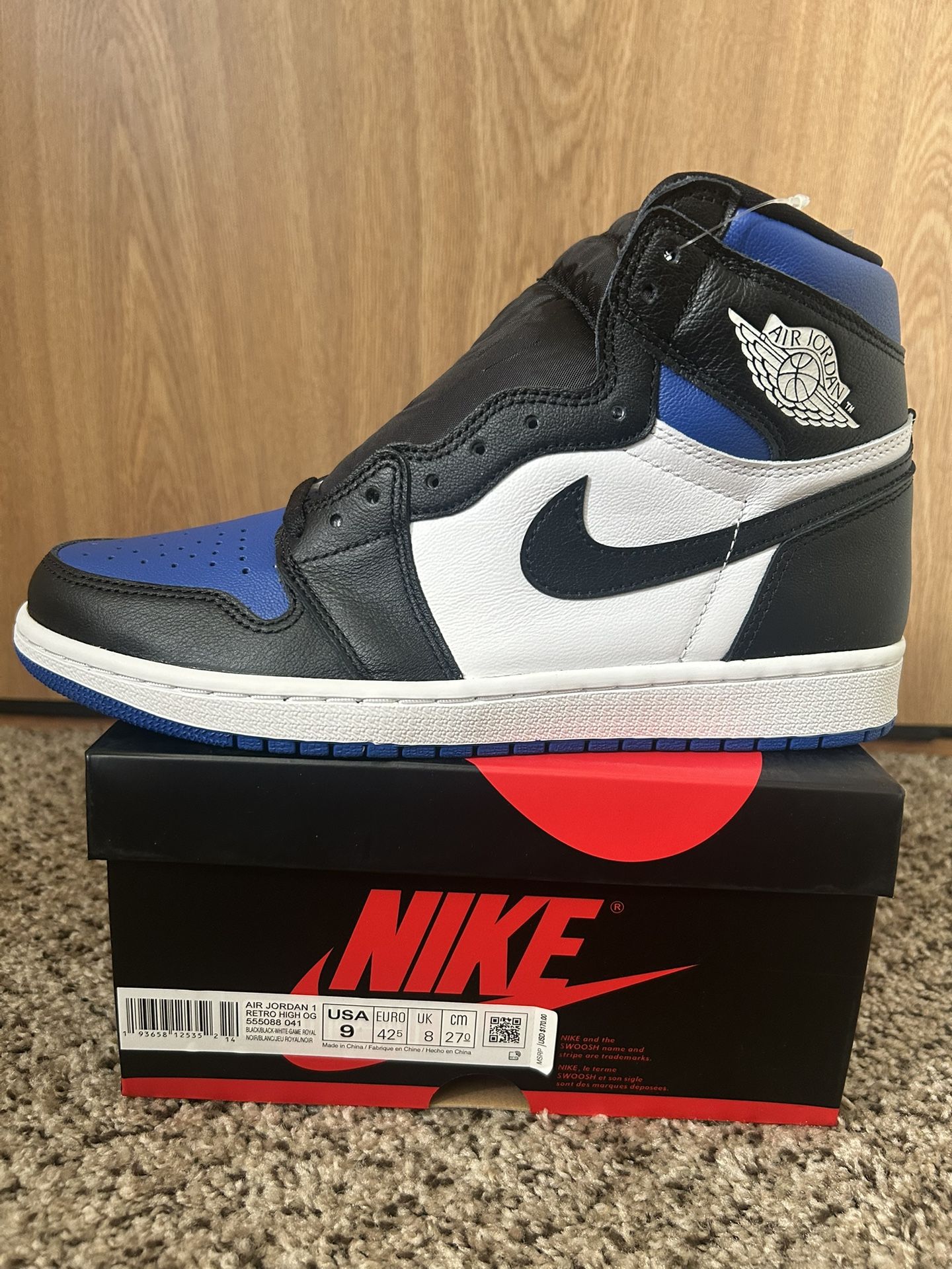 Air Jordan 1 Royal Toe Size 9