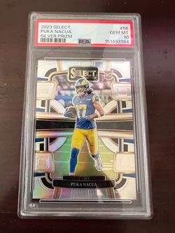 2023 Panini Select Puka Nacua RC Prizm Rookie Football Card LA Rams PSA 10