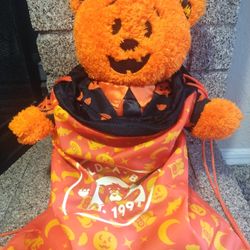 Build A Bear Plush Pumpkin Bear Halloween Light Up
