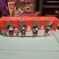 Disney 4 Peices 16 Oz Glass Tumblers