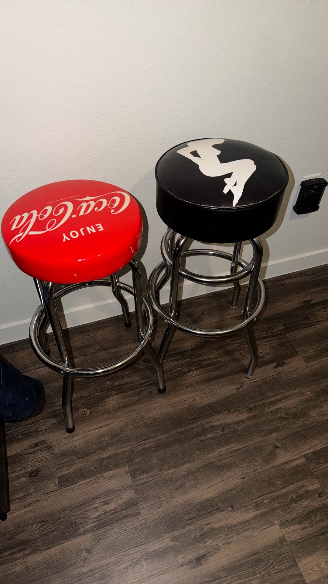 Retro Bar Stools – Coca-Cola & Pin-Up Style (Set of 2)