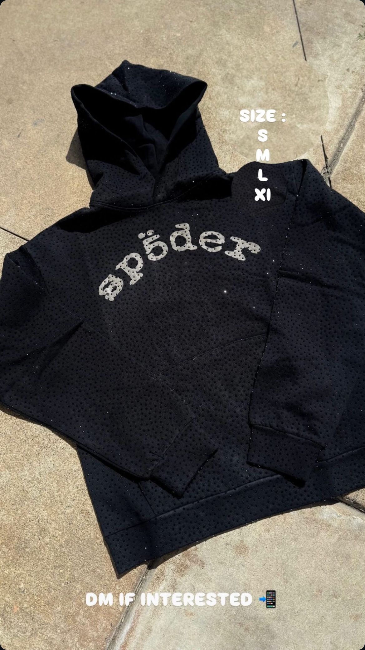 Sp5der Black Rhinestone Hoodie