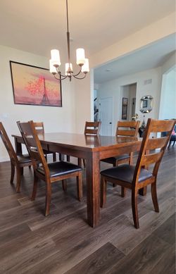 Solid Wood Extendable Dining Table Set – 6 Chairs