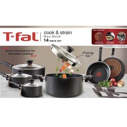 T-fal Comfort Titanium Nonstick Cookware, 14 piece Set, Black