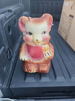 Vintage Bisque Bear ceramic cookie jar