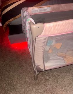 Pink and Gray Portable Baby Play Yard