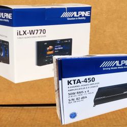 Alpine ILX-W770 Touchscreen Stereo Wireless Apple Carplay Android Auto 4-Channel Speaker System Amplifier 400 W Package 🚨Payment Options Available 🚨