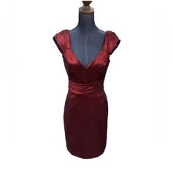 Badgley Mischka Metallic red knee length  beaded shoulder Formal dress size 10