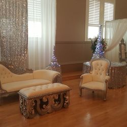 White And golden Sofa Set