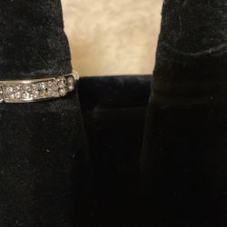 Silver Nickel Free Ring With Clear Crystals (size8)
