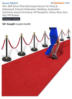 4ft x 30ft Extra Thick Red Carpet Runner for Party & Hollywood, Festival Celebration, Wedding, Graduation Ceremony, Award Ceremony, VIP Reception, Hea