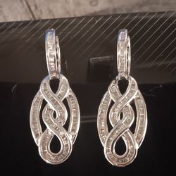 1 Ct Diamond Earrings, Radium Over Silver.