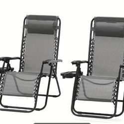 Gray Gravity Chairs (2) With Cup Holders