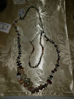 Moonstone crystals reiki infused necklace and bracelet
