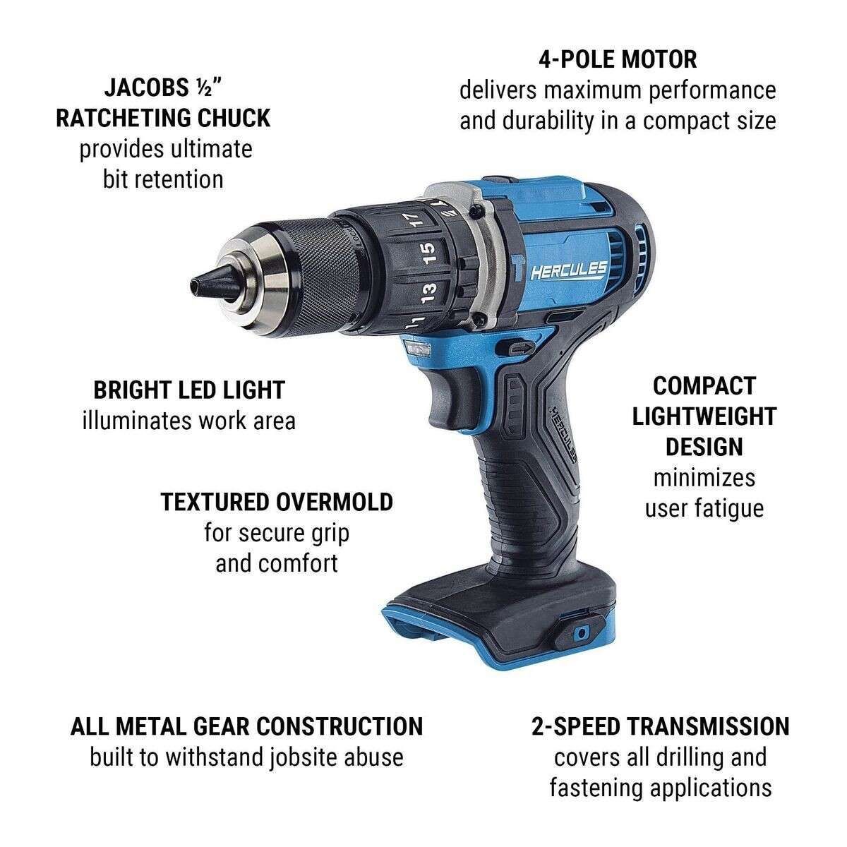 HERCULES 20V Lithium Cordless 1/2 In. Compact Hammer Drill/Driver