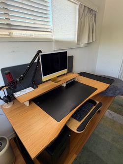UPLIFT V2 Standing Desk — 72" Total, 60x30 Bamboo + 12" Extension, Keyboard Tray, Drawer, Sound/Privacy Wall