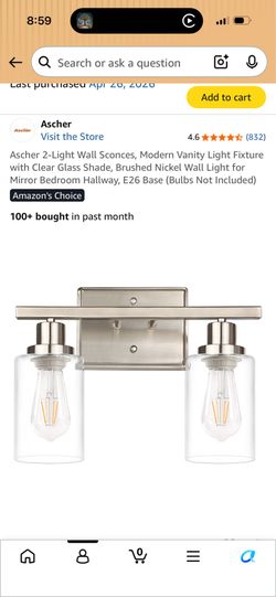 Ascher 2-Light Wall Sconces, Modern Vanity Light Fixture