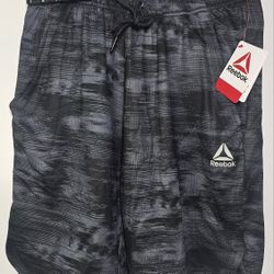 Reebok Performance Black Print Core Shorts Mens Small