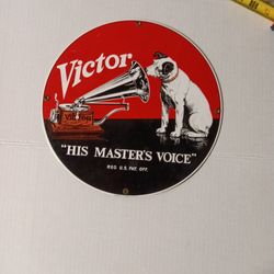 Victor " His Master's Voice" Ande Rooney's Porcelain Enamel Advertising Sign