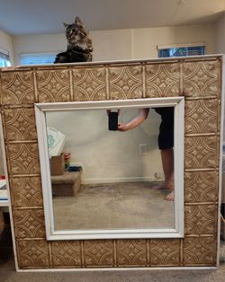 Large Square Wall Mirror with Shabby Chic Frame