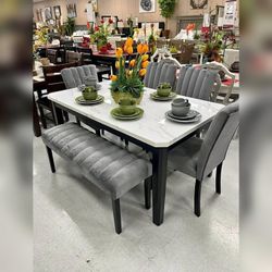 6PC Marble top Dining table set