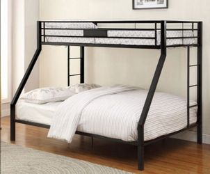 Brand New Black Solid Metal XL Twin over Queen Bunk Bed