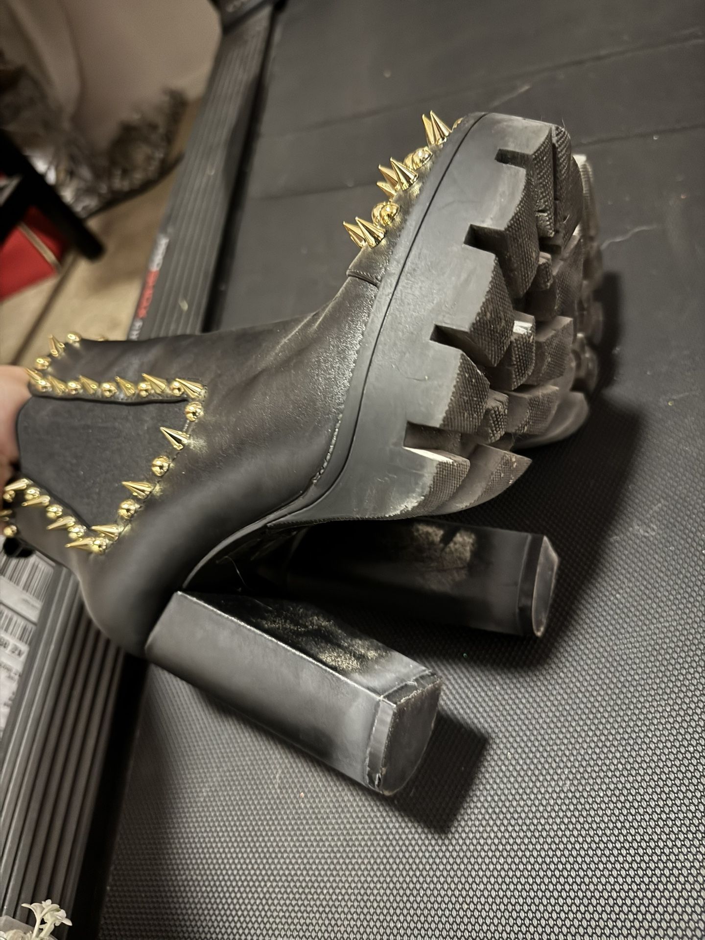 Black High Heel Boots Spikes - Used