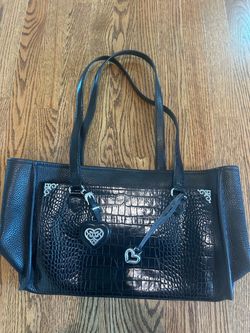 Brighton croc black leather shoulder bag
