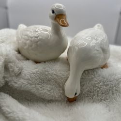 Vintage Ceramic Porcelain pair of Geese Hand Painted MADE IN USA!