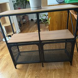 IKEA Metal Shelf With Solid Wood Top