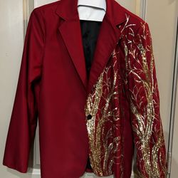 Mens Sequin Suit Jacket Notch Lapel Blazer Tuxedo Size M