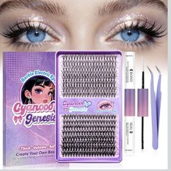 Lash Clusters Kit 320 Pcs 30D+40D D Curl Individual Lashes 10-16mm Fluffy Wispy False Eyelashes with Lash Bond & Seal Tweezers Waterproof DIY Eyelash 