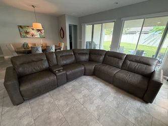 L sectional recliner leather sofa
