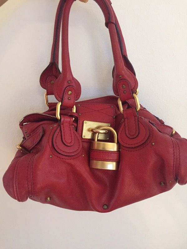 CHLOÉ • AUTHENTIC • DESIGNER • “Paddington Bag" •Red Leather