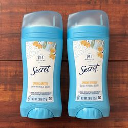 Secret PH Balanced 24 Hr Invisible Solid Antiperspirant Deodorant: Spring Breeze Scent 2.6 oz (2 For $8)