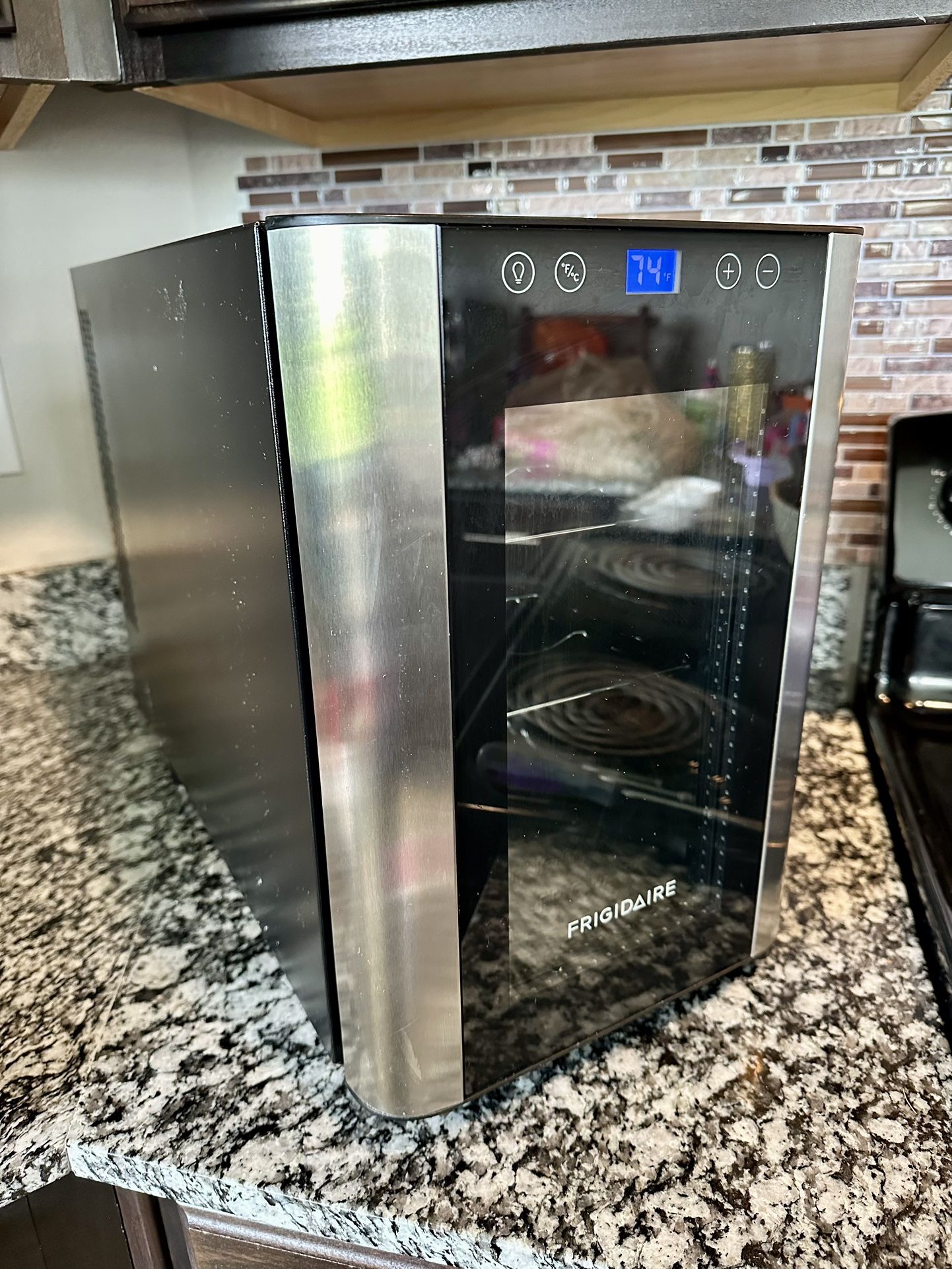 Frigidaire 6 Bottle Stainless Steel Wine Cooler Black