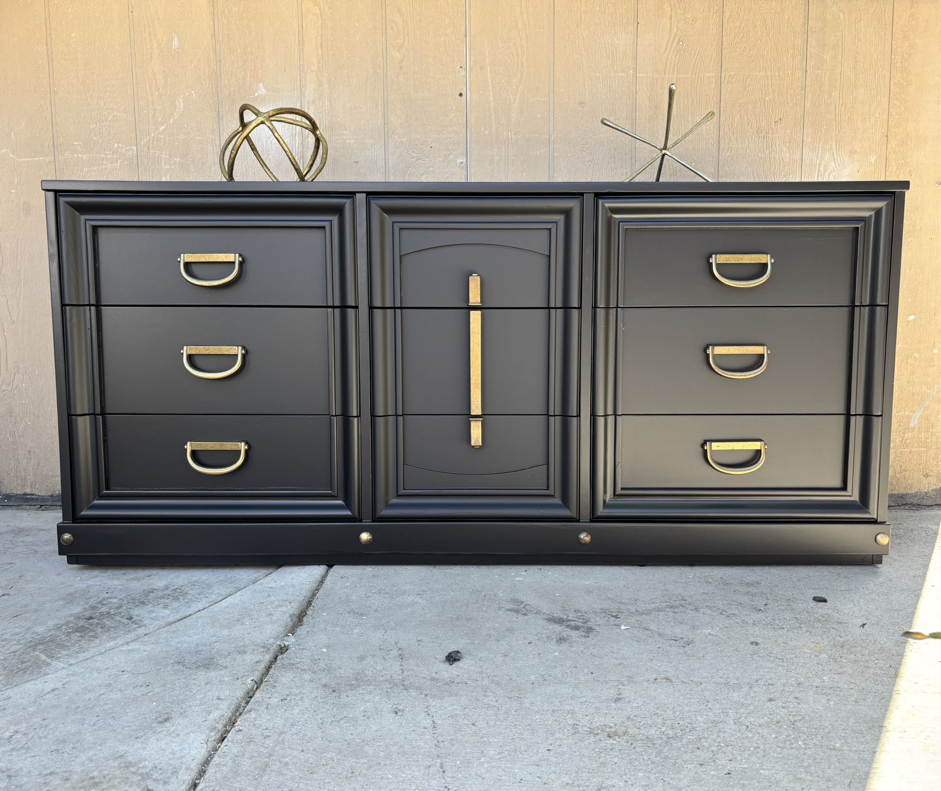 Beautiful Mid century black & gold dresser or console