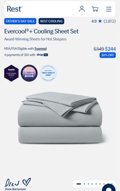 REST, Evercool Cooling Sheet Set, King, Gray