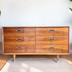 Solid Wood Mcm Lowboy Dresser/ Sideboard 