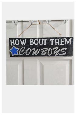 NFL 🏈 How Bout Them Cowboys 🏈 Handcrafted Hanging Wooden Team Sign